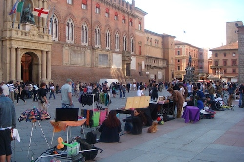 Piazza Maggiore in Bologna, Italy