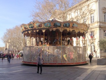 A merry-go-round in Avignon, France.
