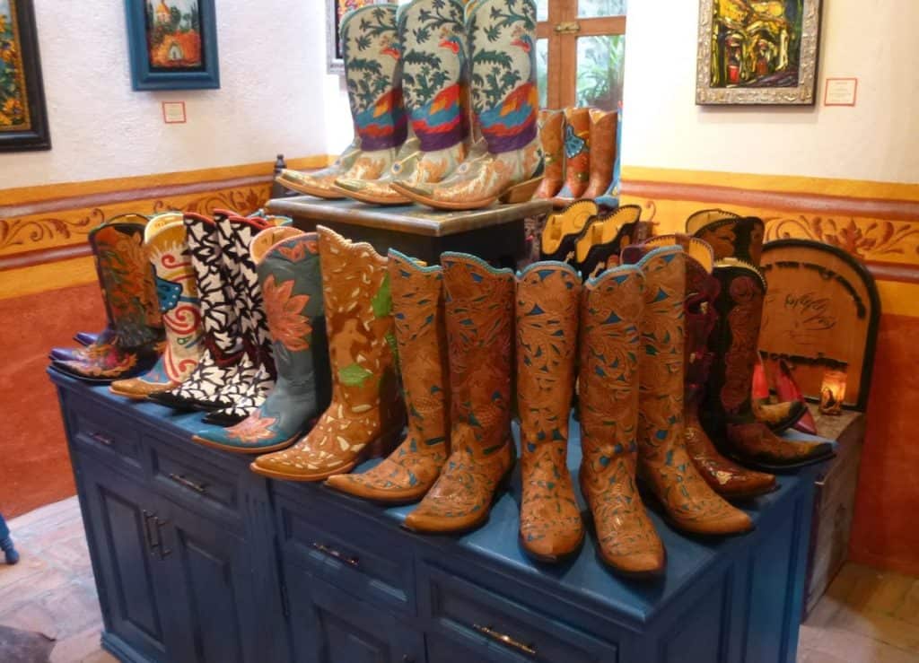 Handcrafted boots at a bespoke gallery