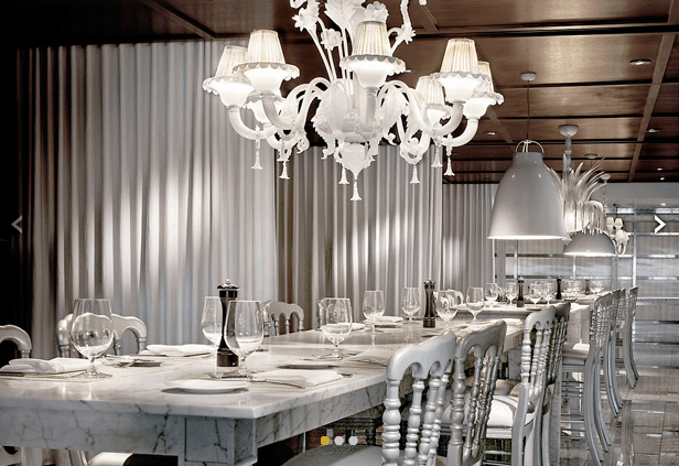 The elegant long table at Tres