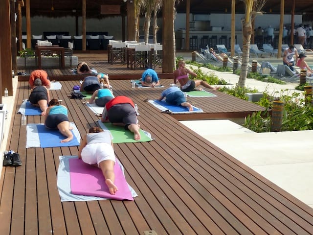 Yoga class at Secrets The Vine in Cancun
