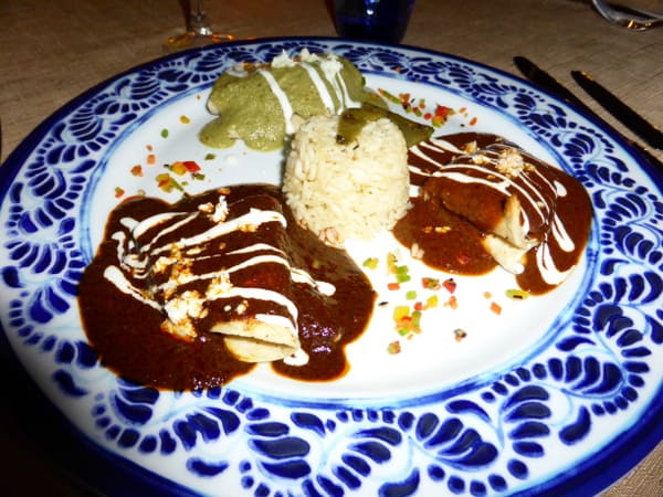 Quesadillas with mole sauce at El Patio
