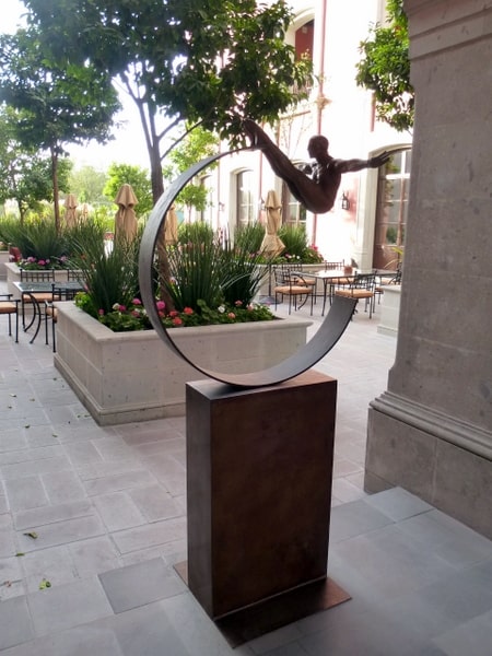 One of the sculptures in the courtyard