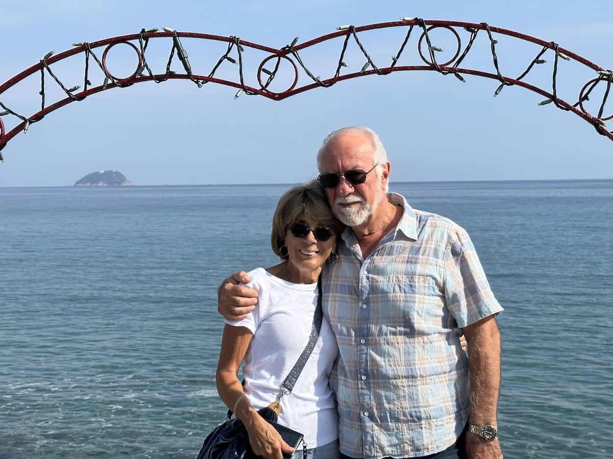 Our close friends, retirees and perpetual travelers Vikki and Piero in Liguria (credit Irene S. Levine)