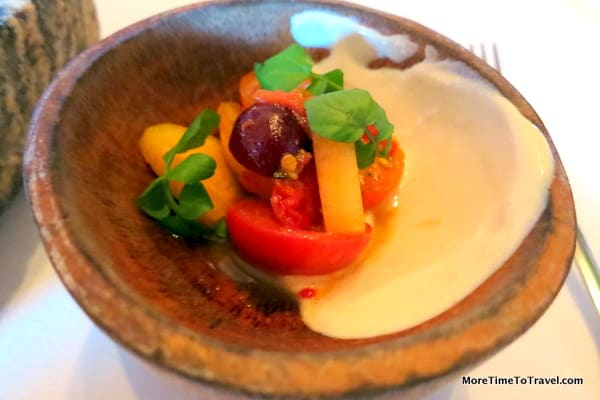 Cherry tomatoes and Blue Hill yogurt