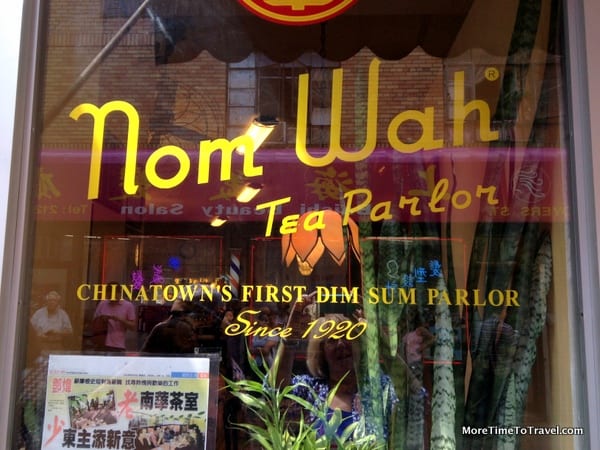 The front window at Nom Wah Tea Parlor