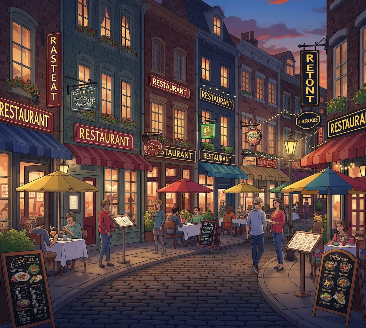 How to Find the Best Food WHen Traveling image of restaurants (credit: Gemini)