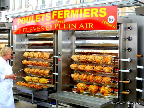 Rotisserie chickens at Saint-Antoine Market
