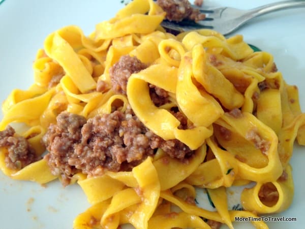 Plate of tagliatelle with a classic Ragu sauce