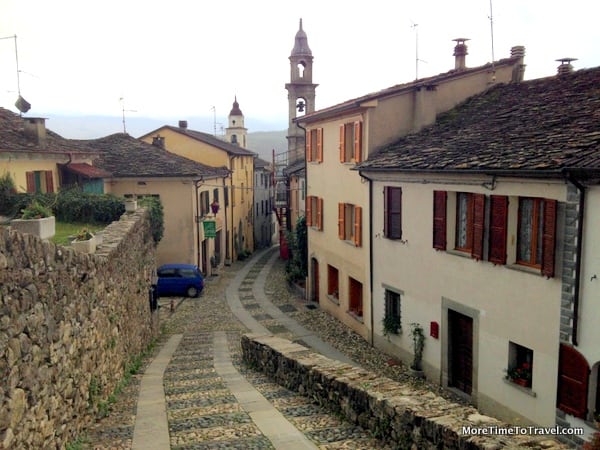 View of the town of Compiano from the Castello di Compiano