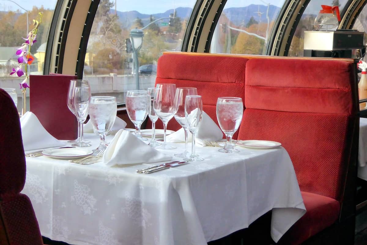 Interior of dining car on Napa Valley Wine Train (Photo credit: Jerome Levine)