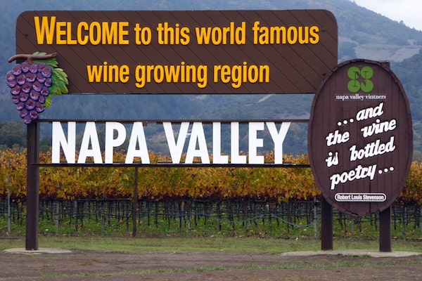 One of two photogenic Welcome Napa Signs on Route 29; one is in Oakville and the other in Calistoga