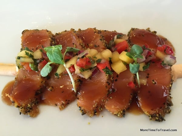 Salmon with mango salsa at the Chef's Table Restaurant