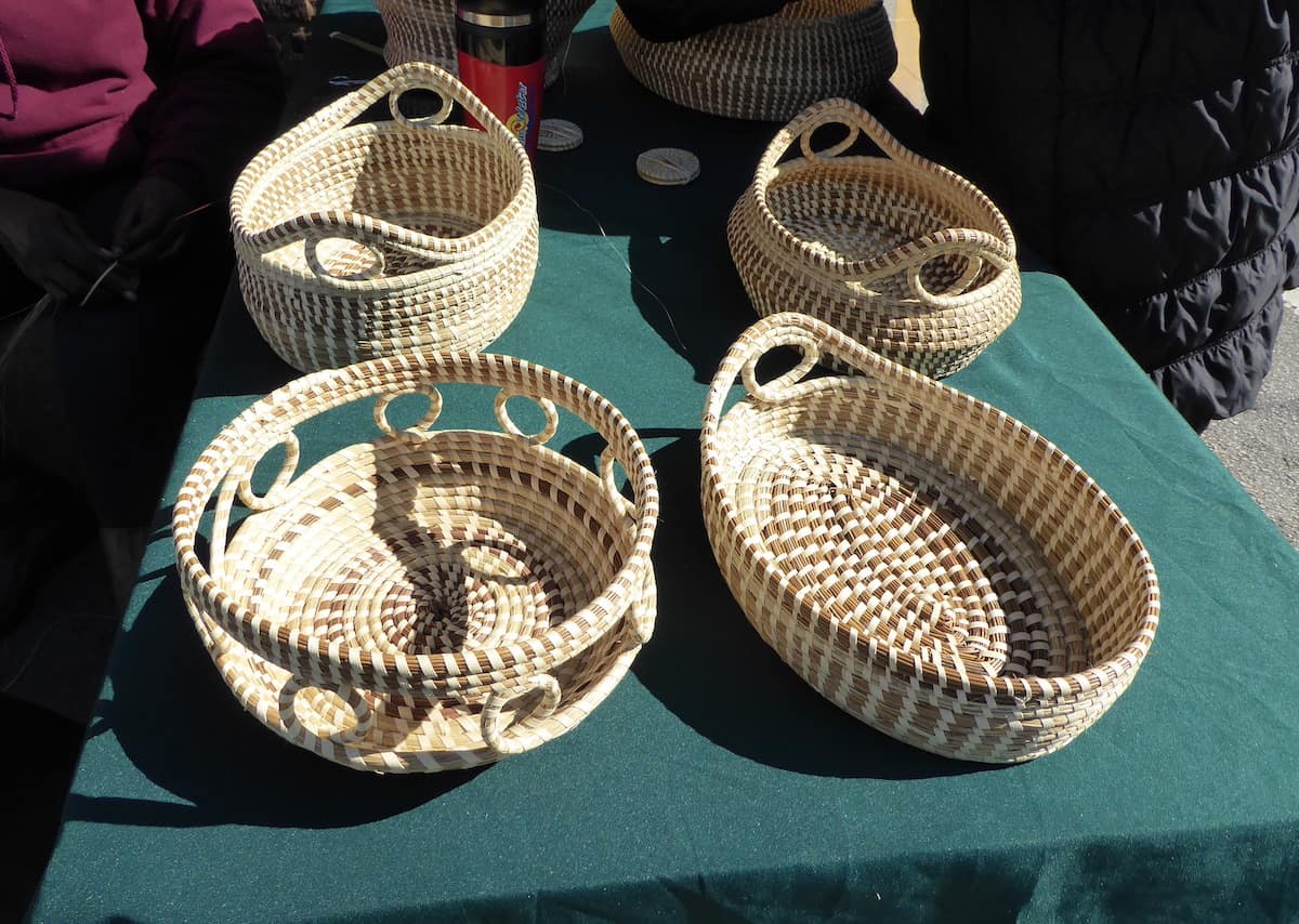 Sweetgrass baskets, used during Colonial times to separate the rice seed from its chaff, one of the oldest handcrafts of African origin in the United States