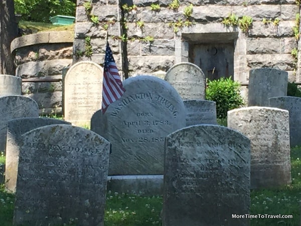 Simple grave of Washington Irving, author of The Legend of Sleepy Hollow and Rip Van Winkle, known as the first American to earn a living from his pen at Sleepy Hollow Cemetery