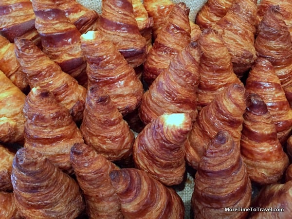 Flaky freshly-baked croissants
