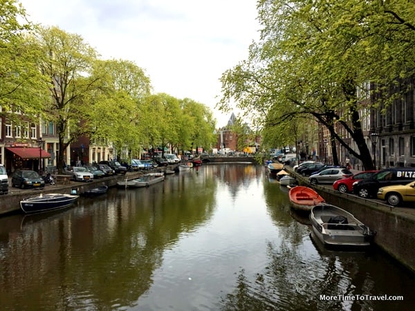 A peaceful canal in Amsterdam AFTER King's Day