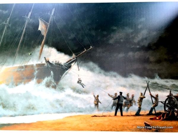 Portrayal of rescue in a storm