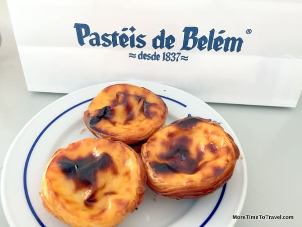 Serving of three freshly-baked Pasteis de Belem