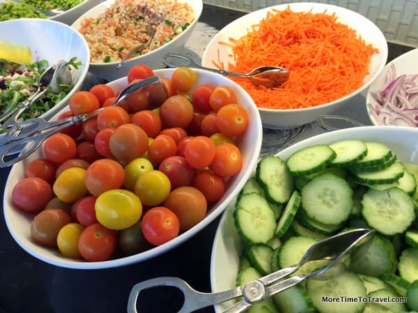 Fresh ingredients for salads at Centurion Lounge at MIA