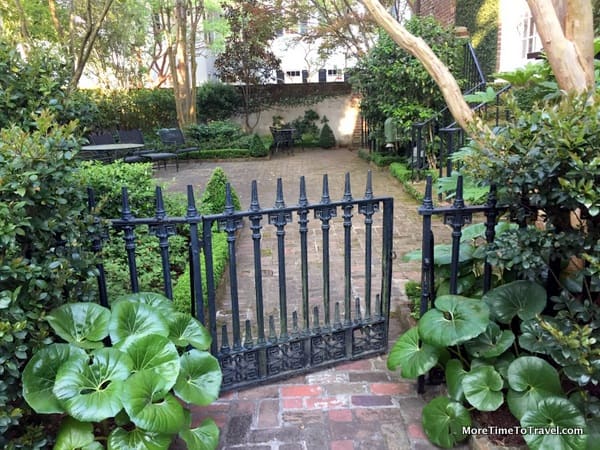 Picturesque garden gate at home on a nearby street