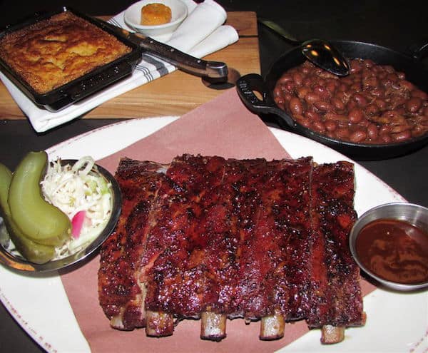 Carbon Bar ribs, cornbread and beans
