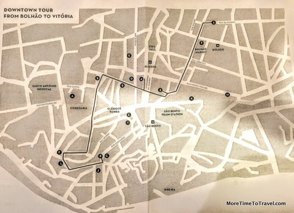 Map of our Food Tour of Porto