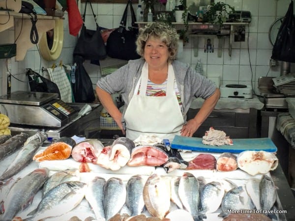 One of the female fishmongers at the market