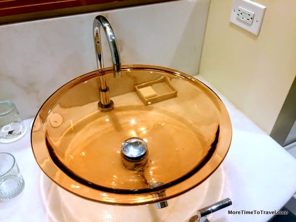 Pink sink at the JW Marriott Essex House New York