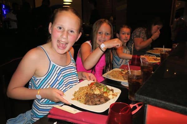 Girls enjoying a Teppanyaki dinner