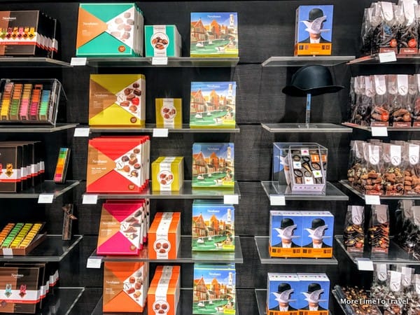 Beautiful chocolate displays in the Neuhaus store in Bruges