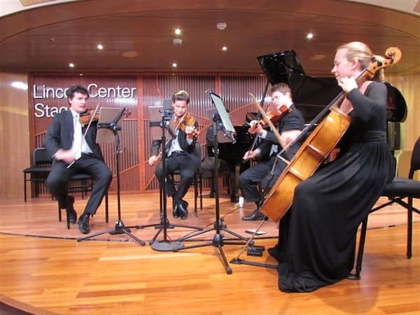String quartet with piano at Lincoln Stage