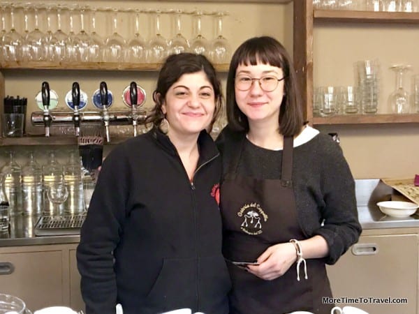 Silvia and Viola behind the bar