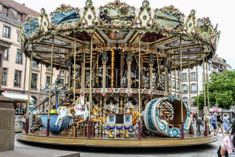 One Day in Strasbourg: The ornate carousel on Gutenberg Square