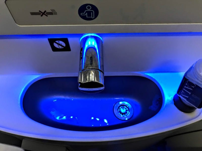 The lavatory also hosted the world's smallest sink. See size of faucet in relation to basin.