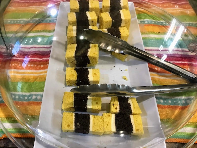 Slices of black and white cake