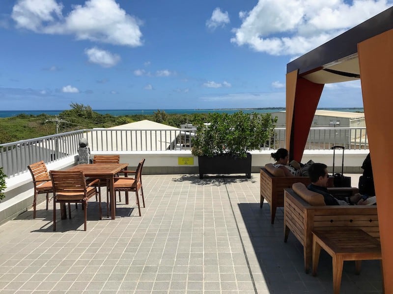 View from the breezy deck of the Executive Lounge at Antigua Airport