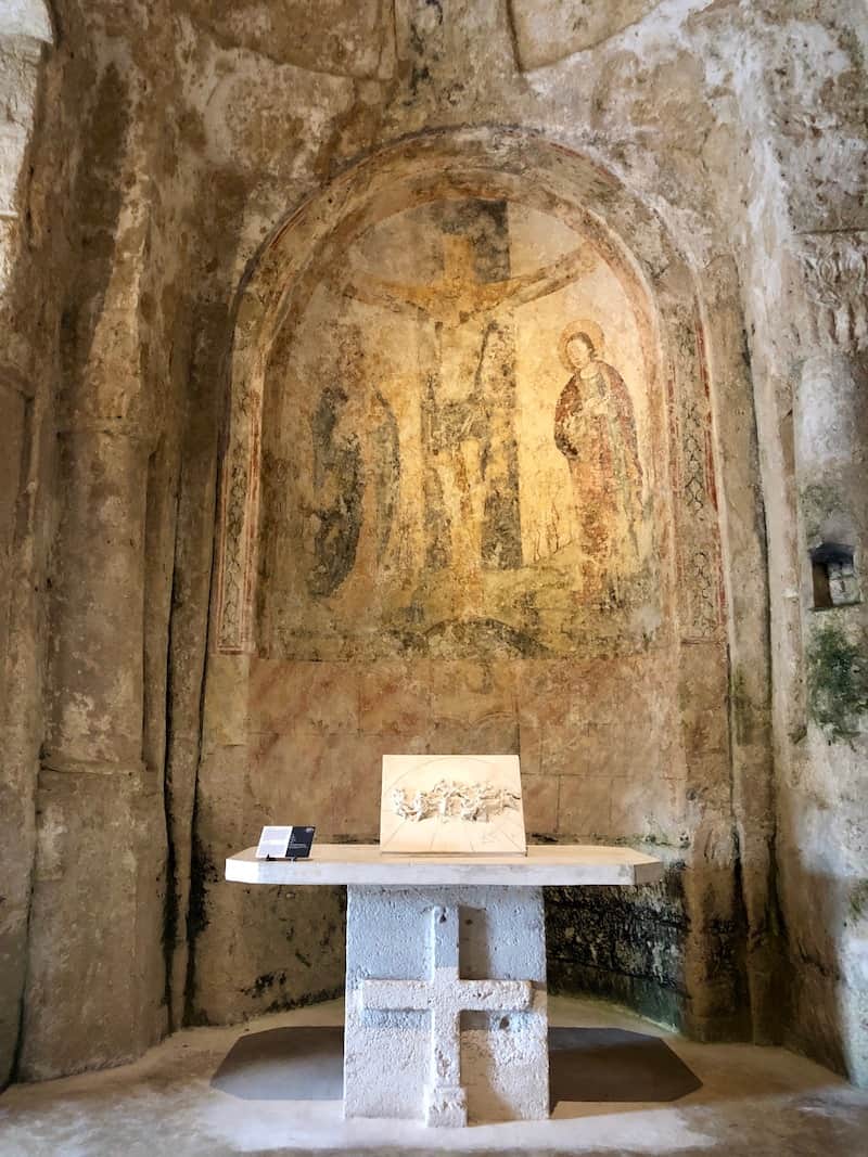 An ancient fresco dating back to the 11th century at Madonna dell virtu e San Dei Greci