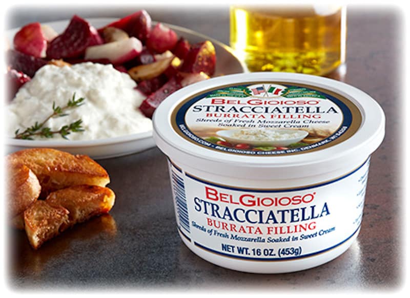 Container of Belgioioso stracciatella cheese