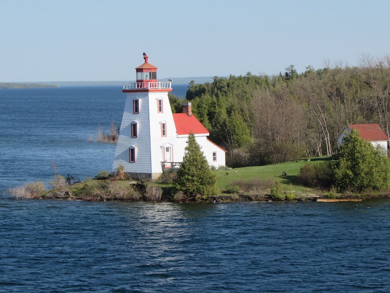 Strawberry Island Lighthouse on a cruise on the Great Lakes on Victory I