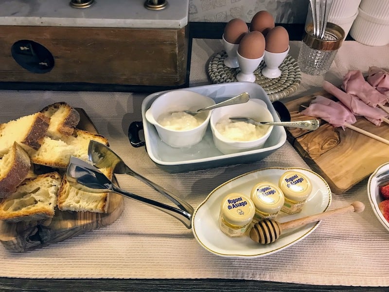 Stracciatella cheese on the buffet table at Sotto Le Commerse in Locorotondo