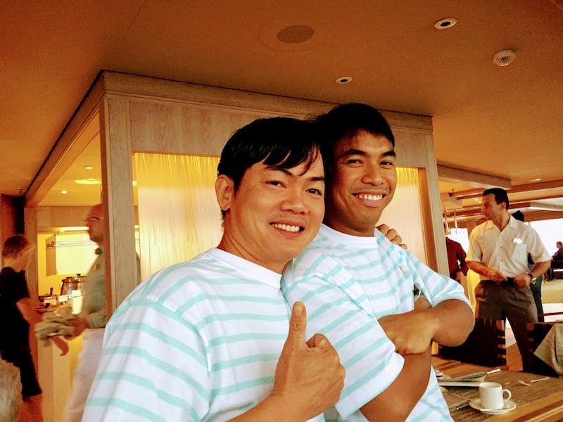 Bonding with crew on Crystal Symphony