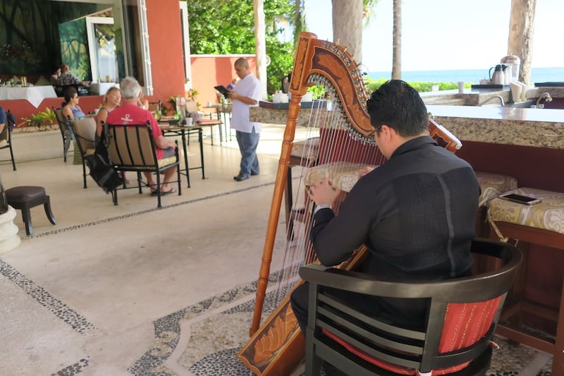Not a typical all-inclusive: Harp music at breakfast