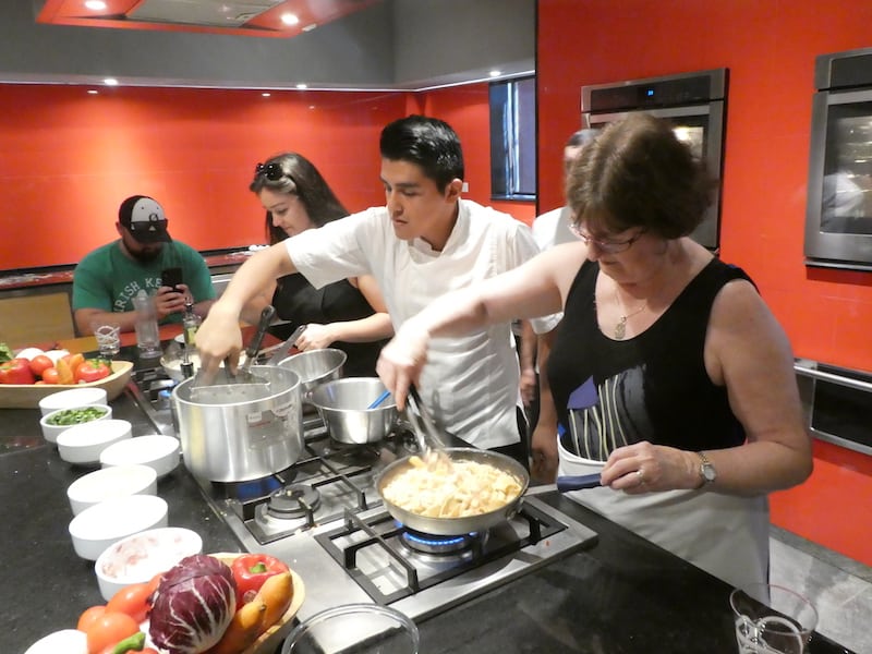 At work at the pasta cooking class at Zoetry Paraiso de la Bonita