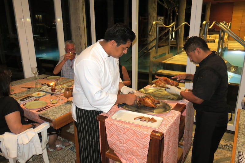 Preparing Peking Duck at Dragon Restaurant