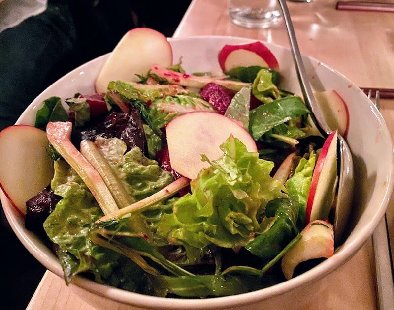 Best meals: Beet salad with tender baby romaine lettuce and crisp apple slices