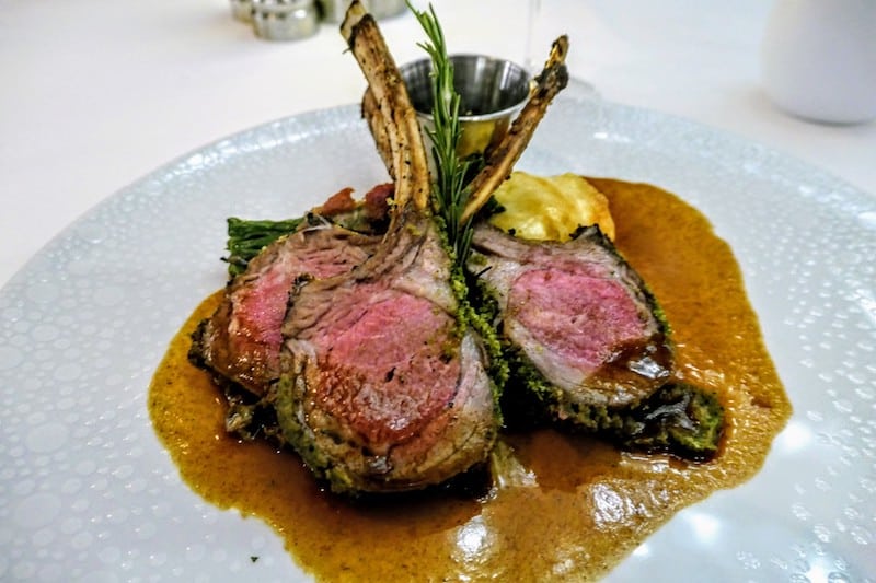 Rack of lamb cooked to perfection, dinner at The Haven Restaurant