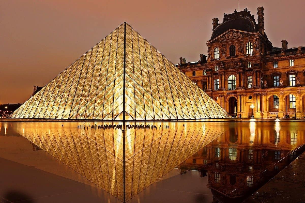 The Louvre Pyramid., an entrance to the museum designed by I.M. Pei