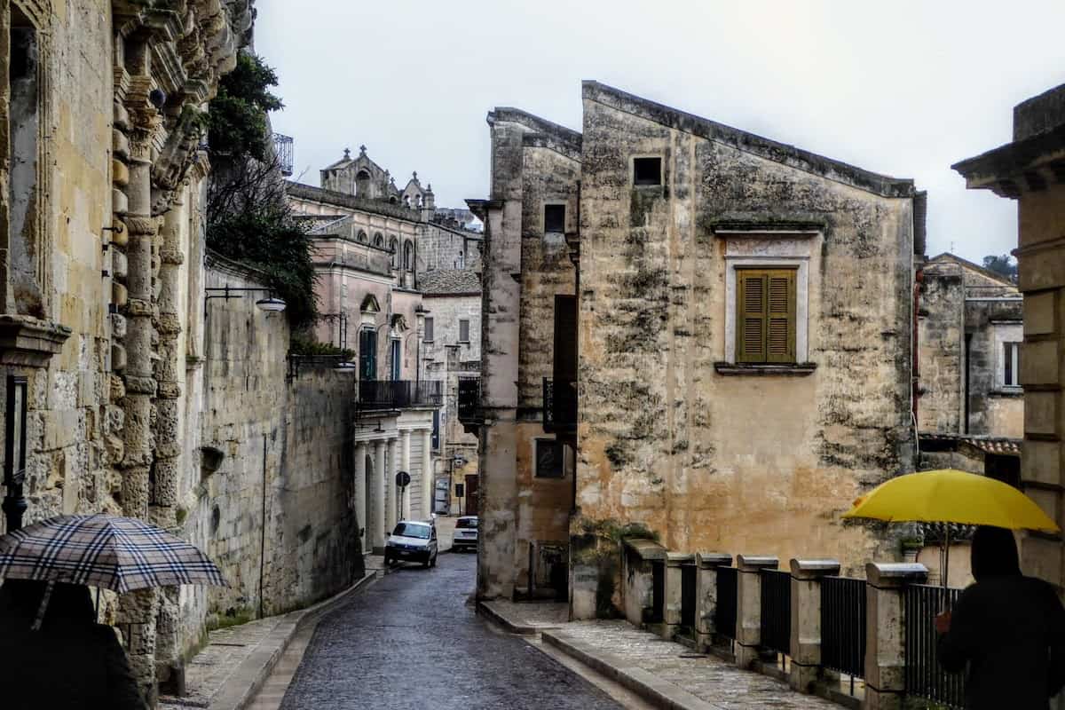 Winding street in the historic center of Matera