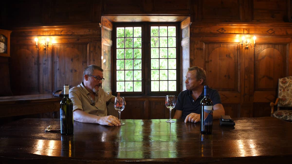 Tasting with Mauro Jaccod, producer of Prié Blanc at his winery, Cave Mont Blanc, and Serge Heymoz, producer of Rèze at his family-owned Cave les Sentes in Valais (Switzerland) (credit: MHz Choice)
